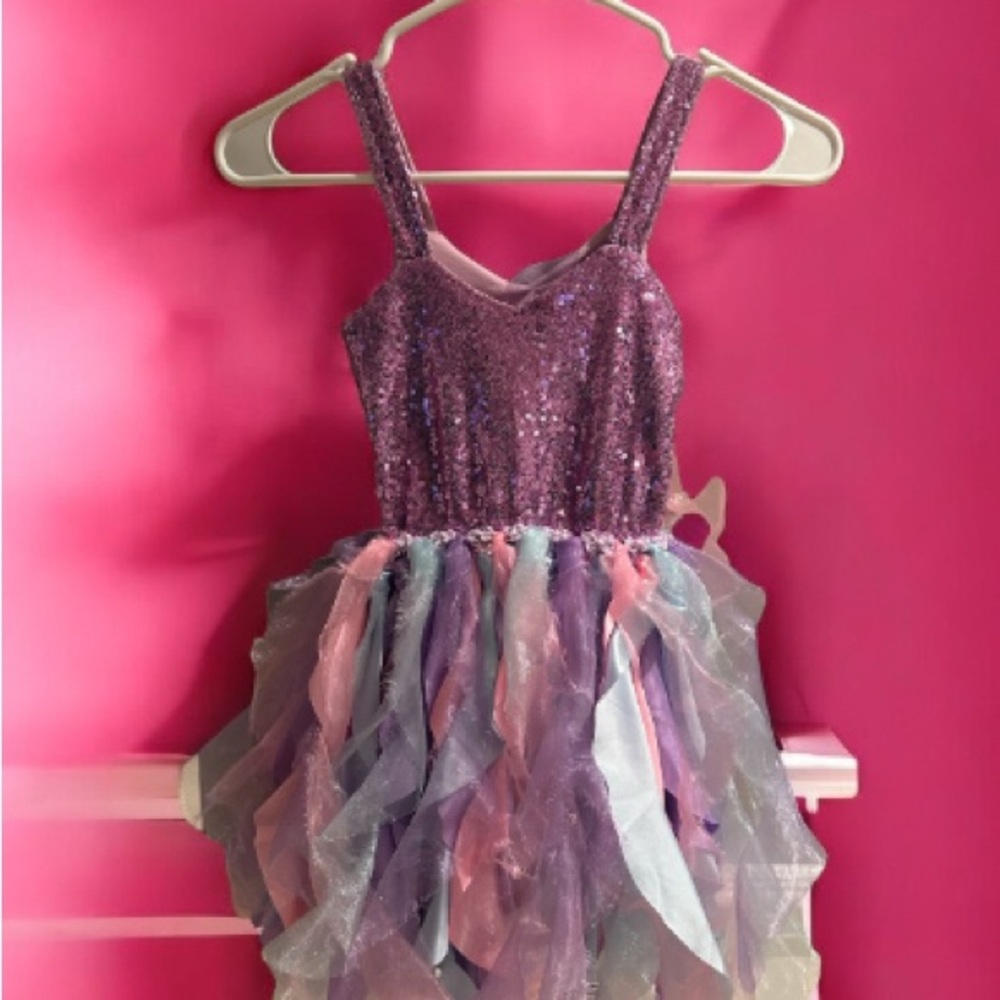 Pink and Purple Dance Costume with Tulle Skirt